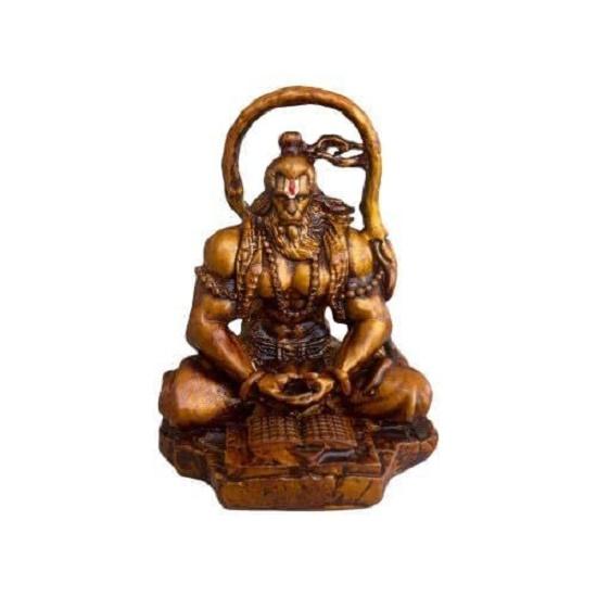 Hanuman Ji Murti Lord Bajrangbali Dhyan Mudra Meditation for Home Car Dashboard Decorative Showpiece -11 Cm (Resin, Gold)