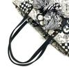CHANEL Camelia Chevron Corduroy Shoulder Bag with Ribbon Tote Bag White/Black