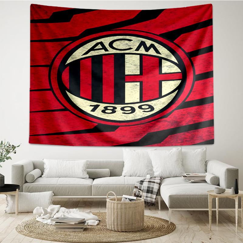 1PC Milan Football club Printed Tapestry Room Decoration Wall Hanging for Living Room Bedroom, dormitory, Birthday and Christmas gifts