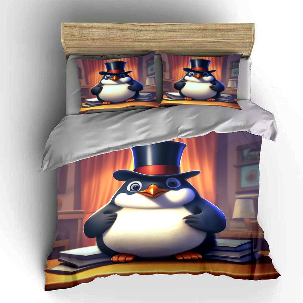 Penguin with top hat. Bedding sets Duvet cover sets Duvet covers Pillowcases(1*Duvet Cover 2*Pillowcases without duvet insert)