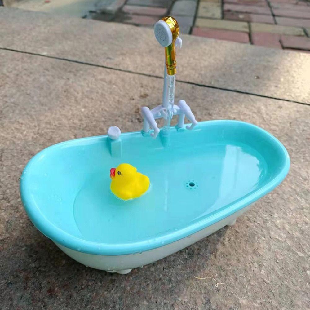 Pretend Toy Electric Bathtub Playing House Mini Bathroom Tub Kids Bathing Toys Children Gift