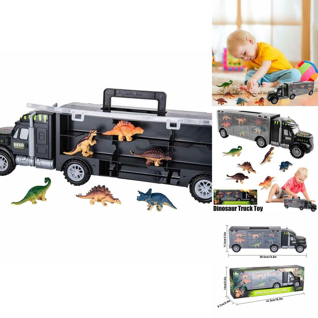 Захватывающий Грузовик-Транспортер с Динозаврами, Набор Фигурок Динозавров для Детей, Рождественский Подарок