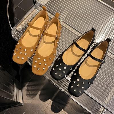 Модная женская обувь на плоской подошве Весна Осень 2025 Корейская версия Толстый каблук Французский ретро Темперамент Туфли Мэри Джейн Лоферы Роскошная обувь