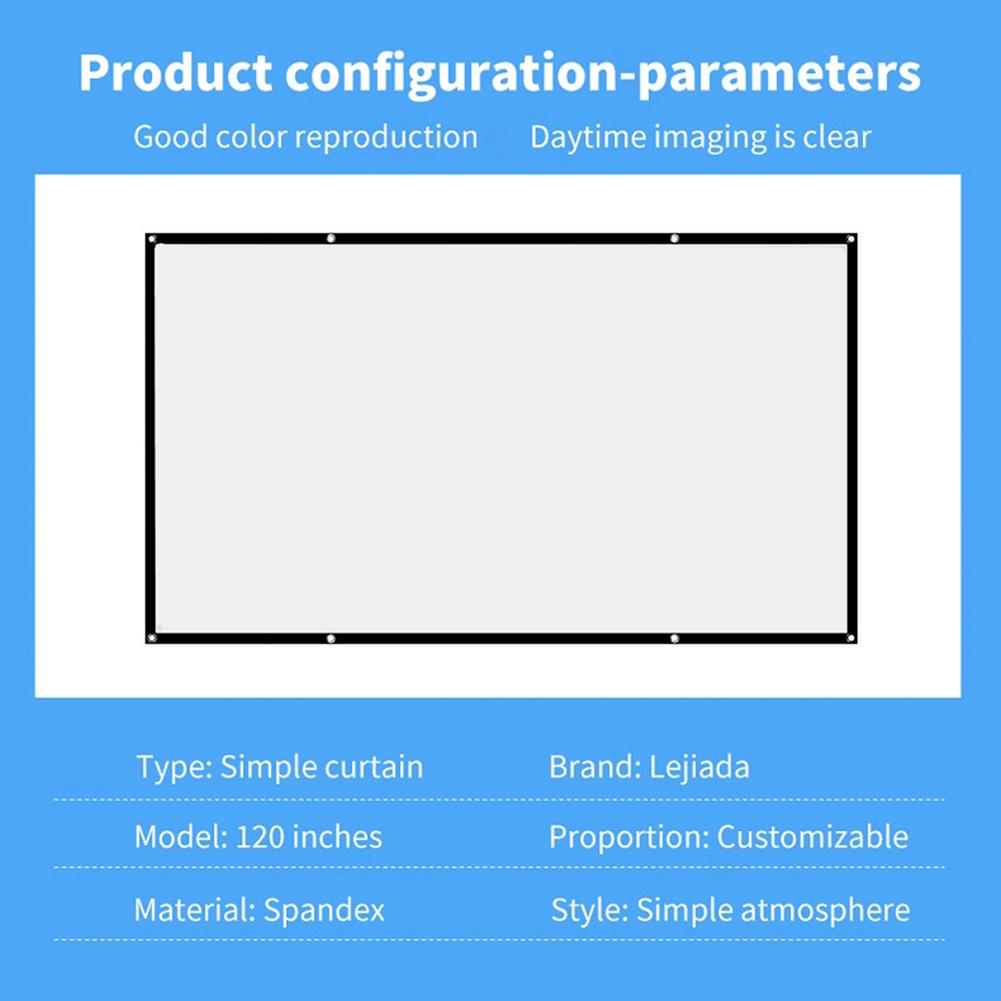 Простой экран для проектора Портативная проекционная штора Ткань Домашний кинотеатр Офис Кино на открытом воздухе 60/72/84/100/120/150 дюймов HD-дисплей