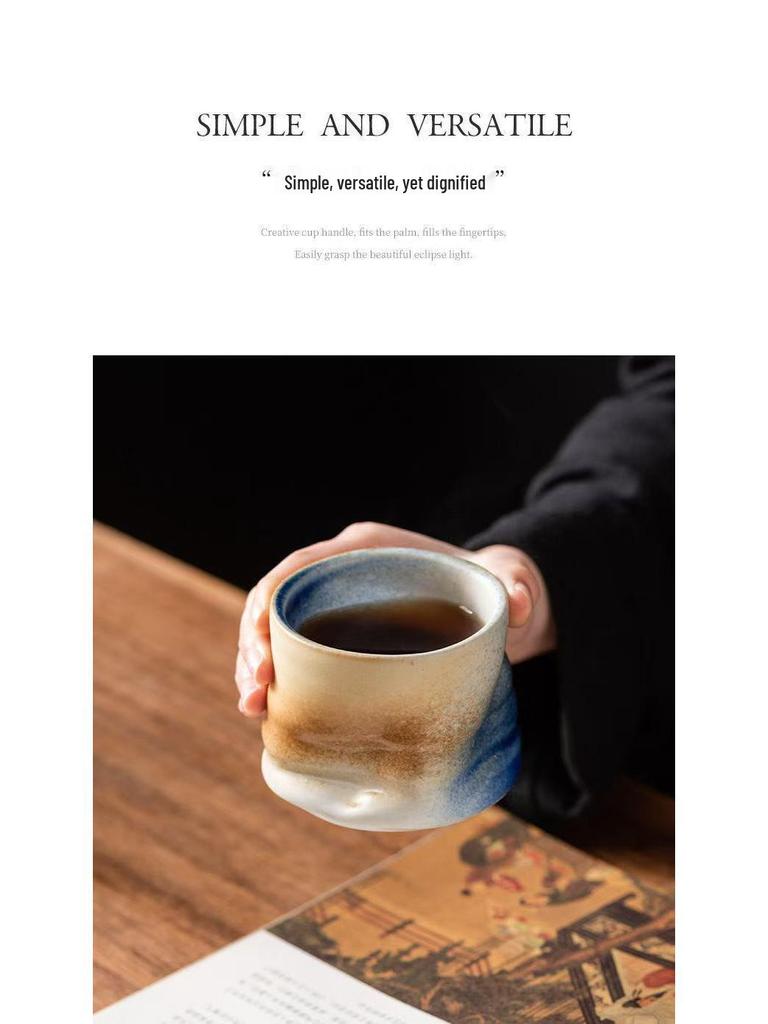 Ретро керамическая кружка с глазурью «хамелеон»: Плиссированная кофейная чашка из грубой керамики