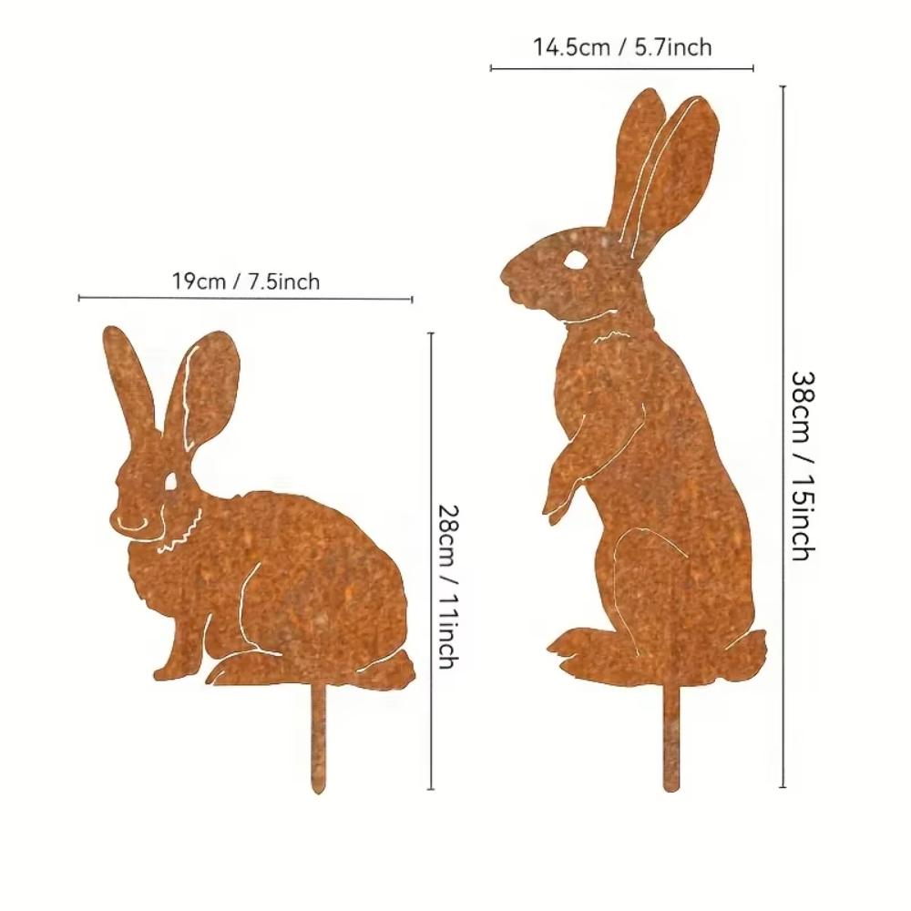 Садовый колышек из металла Rustic Rabbit - силуэт ржавого кролика, украшение двора для декора фермерского дома, идеально подходит для Рождества и Пасхи