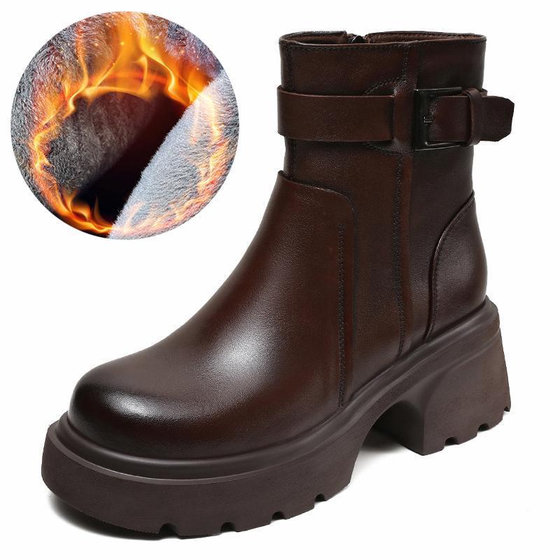 Короткие женские ботинки на осень и зиму с меховой подкладкой, корейские ретро, увеличивающие рост, короткие ботинки для женщин