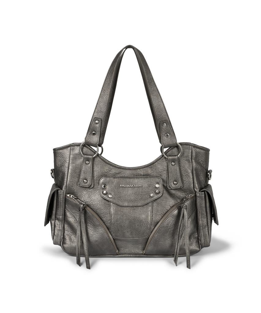Iugamakaras Studded Leather Shoulder Bag (Silver)