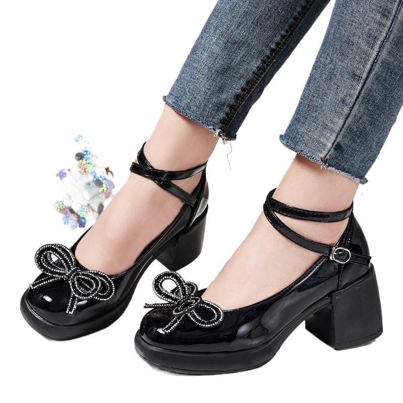 Fashion 2025 Ladies Shoes Buckle Strap Women's High Heels Fashion Shallow Office and Career New Butterfly-knot Plus Size Mary Jane Shoes