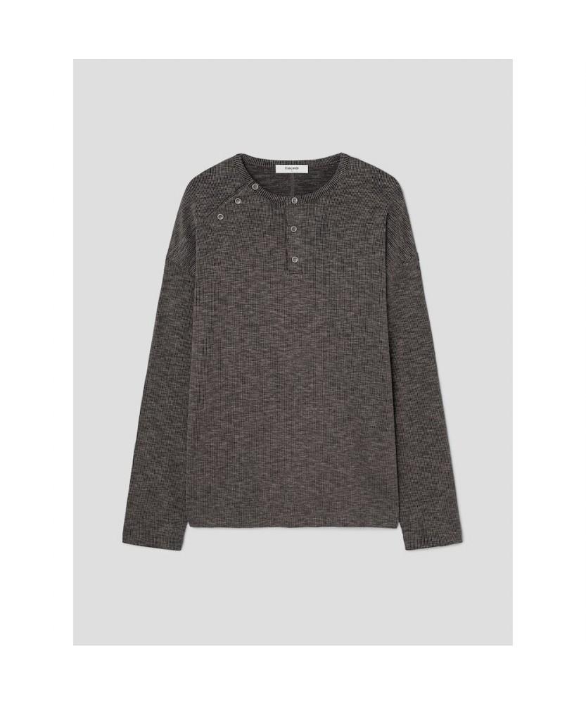8SECONDS Waffle Button Henley Neck T-Shirt Brown