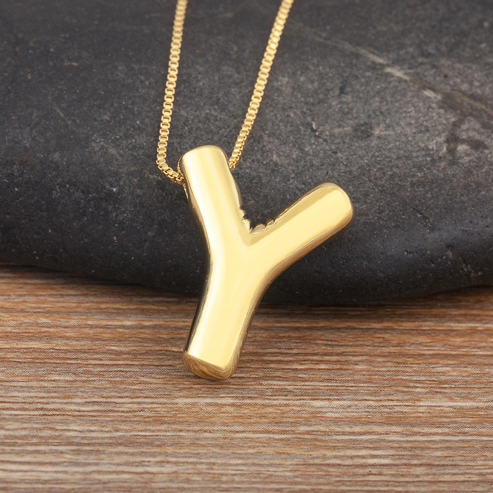 Nidin New Retro Punk Style Copper A-Z Letters Pendant Necklace Initials Alphabet For Women Vintage Name Jewelry Daily Party Gift
