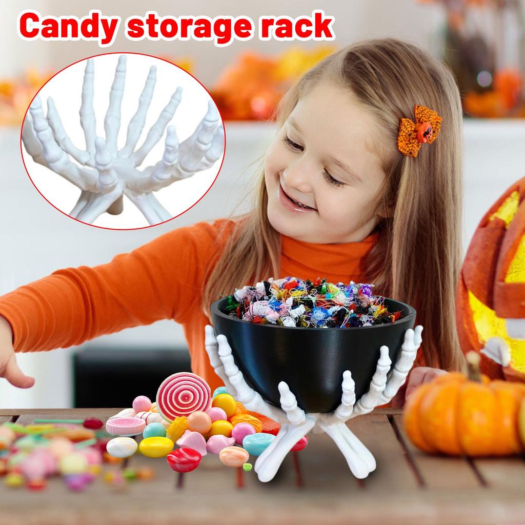 Подставка-чаша в виде скелета руки - Готическая Хэллоуинская конфетница, декорации или подставка для мелочей - Съемная чаша - 3D печать