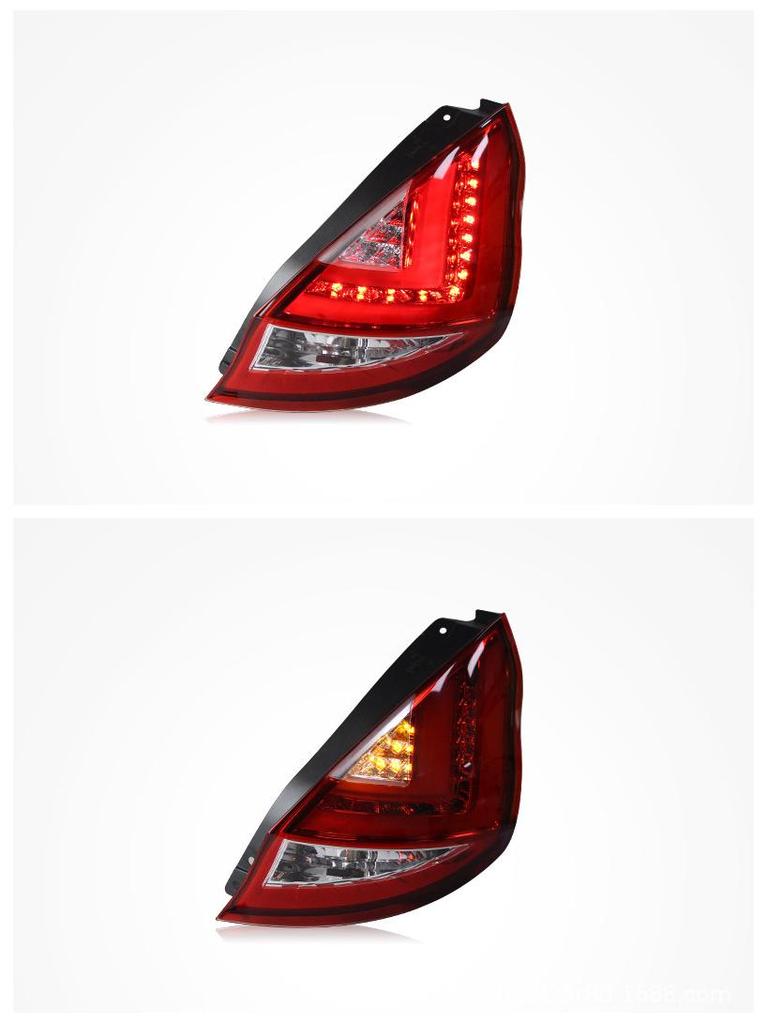 Compatible for Ford Fiesta 2009-2015: Smoked LED Taillight Assembly with DRL, Brake, and Turn Signal Lights.