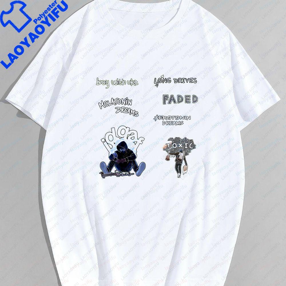 Unique Boy with Ukulele Print Casual Trendy Harajuku ShortSleeved TShirt for Both Unisex and WoUnisex (Large Size)