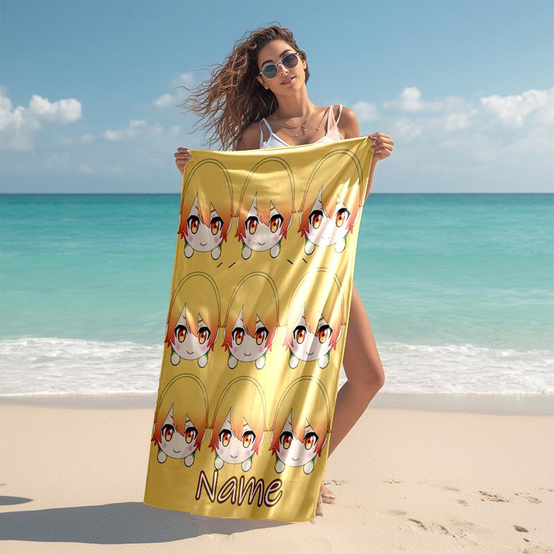 Personalized customized proof beach towel with Tsukasa Tenma pattern - soft, absorbent,quick-drying,perfect swimming,camping&bathing