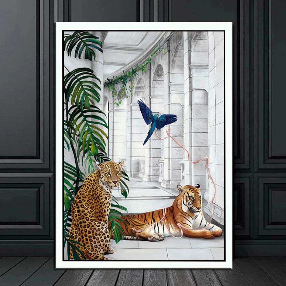 Животный мир, художественные настенные постеры и фрески, павлин, зебра, слон, журавль, приключения, скандинавское украшение для дома, печать, холст, живопись