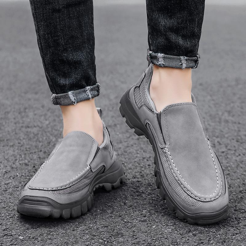 Outdoor Men Sneakers Hanmade Leather Casual Shoes Men Slip On Men Loafers Breathable Lightweight Flats Shoe Hot Sale Platform