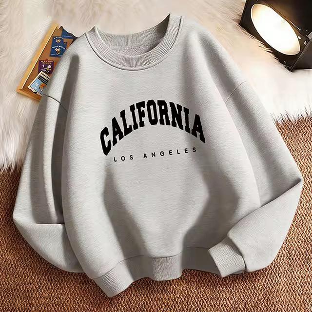 Худи с круглым вырезом для детей California LA Letter Sportswear - Повседневный модный пуловер для мальчиков