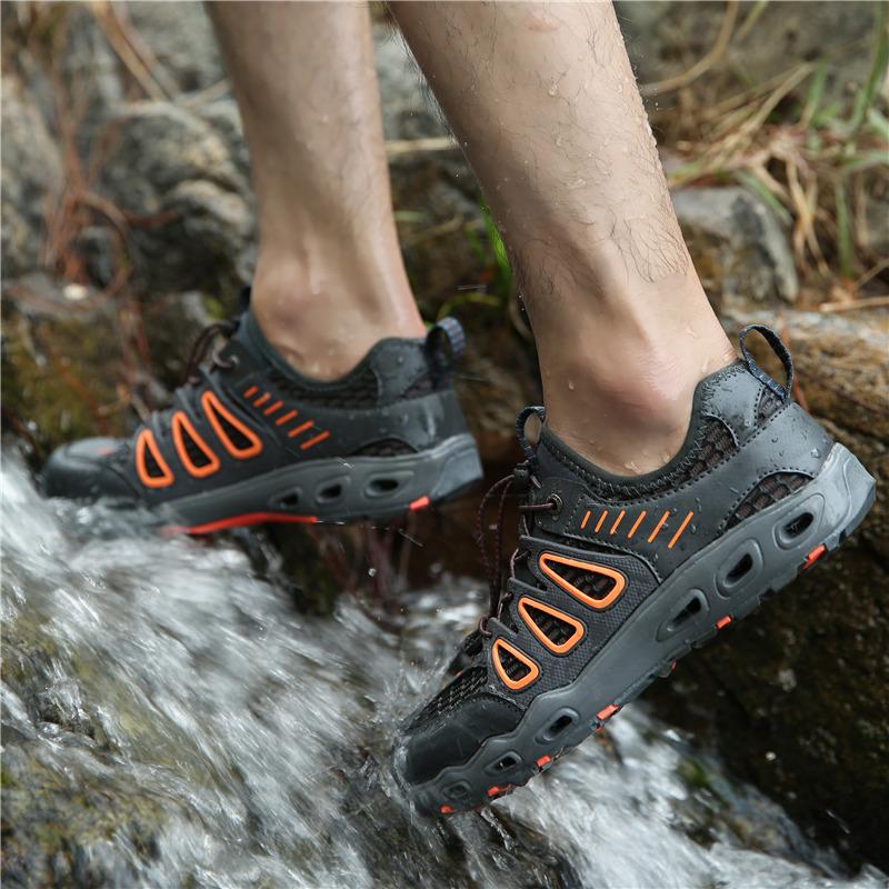 Мужская обувь без шнуровки, быстросохнущая обувь, дышащие походные забродные кроссовки, обувь для пляжного серфинга, плавания босиком в воде