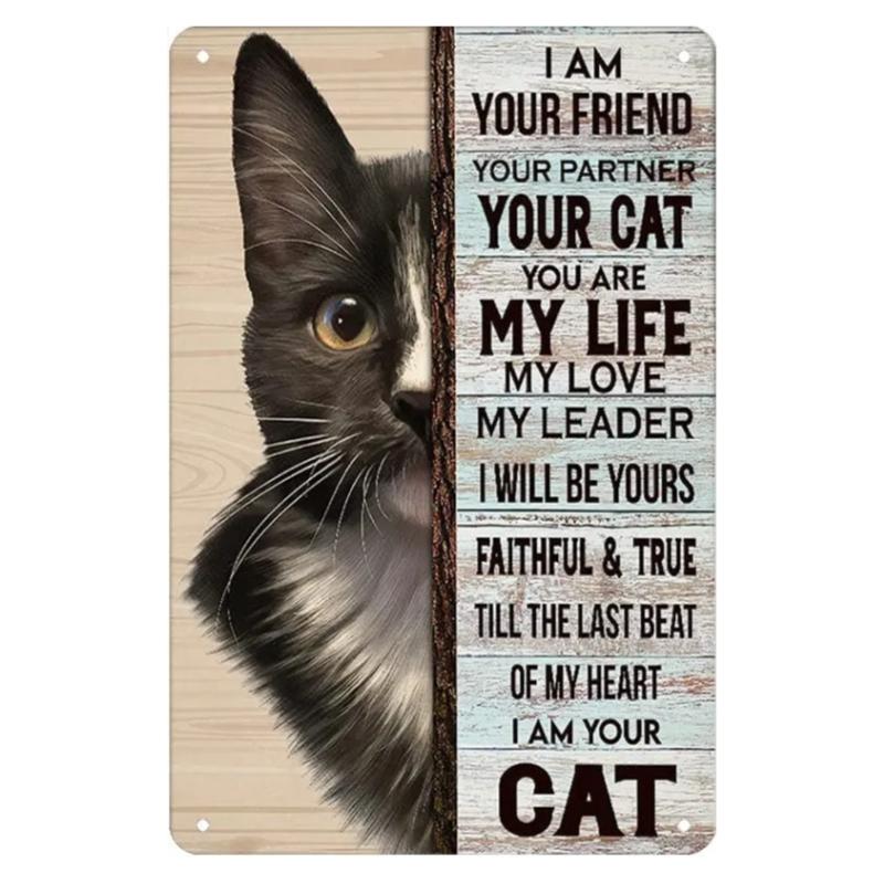 New Vintage Siamese Cat I Am Your Friend Your Partner Your Cat Funny Metal Tin Sign Wall Decor Man Cave Bar Retro Metal Vintage