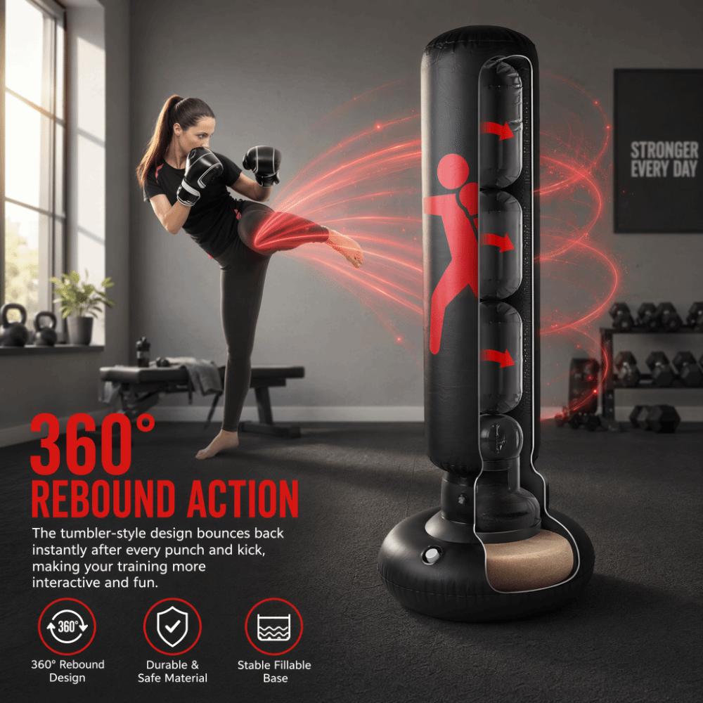 360° Rebound Inflatable Boxing Bag PVC Punching Toy Freestanding Punching Bag Indoor Workout