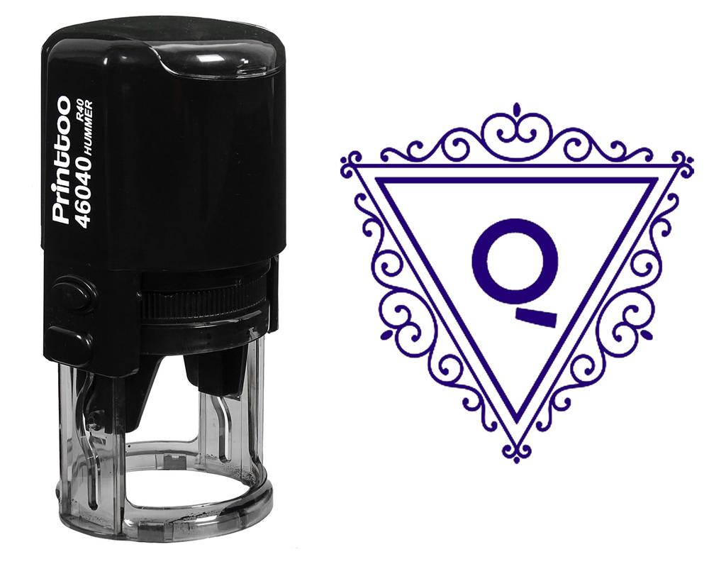 Printtoo Swirl Border Triangle Q Alphabet Monogram Initial Self Inking Rubber Stamp R-40 Office