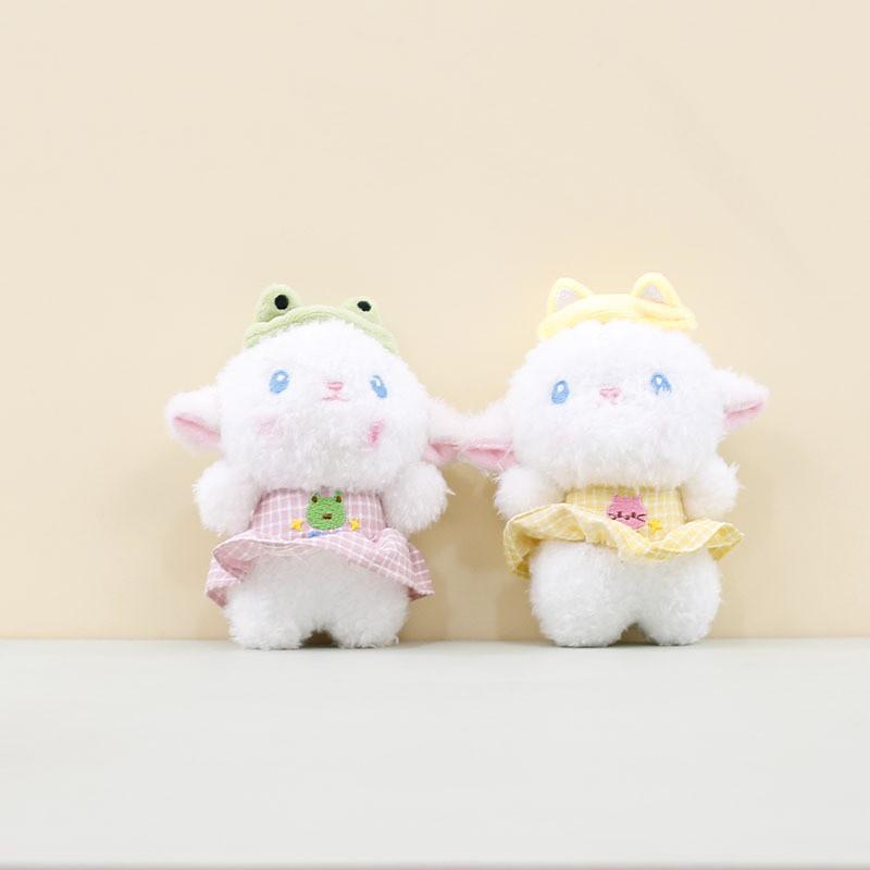 Charming Pink And Yellow Flower Dress Sheep Plush Doll Ideal For Keychain Decoration