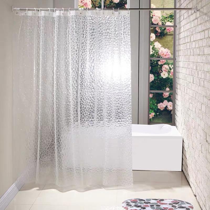 3D Ice Crystal Texture Translucent Waterproof PEVA Shower Curtain Water Cube Design Bathroom Divider