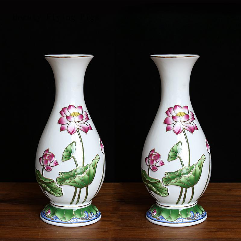 1шт керамическая позолоченная водный лотос сидение Гуаньинь бутылка для очистки воды буддийский храм алтарь ваза для цветов