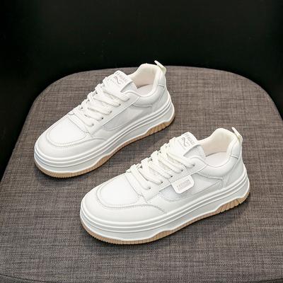 Мода 2024 года, новые кожаные женские черные белые повседневные кроссовки из вулканизированной кожи, дышащие спортивные туфли для ходьбы и бега на платформе с плоскими подошвами