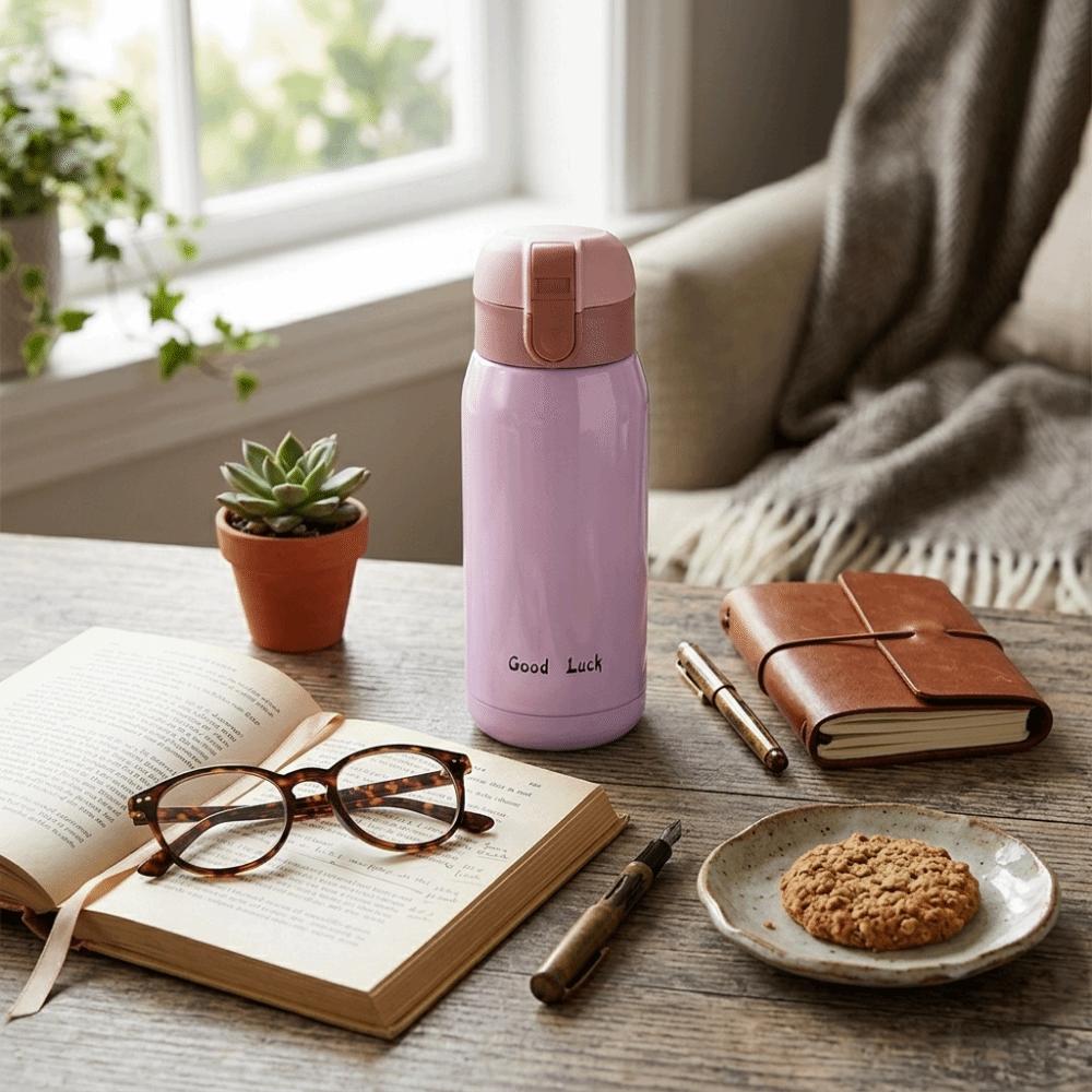 Rustless Steel Vacuum Insulated Cup One Touch Flip Lid Tumbler Insulated Mug Daily Commuting
