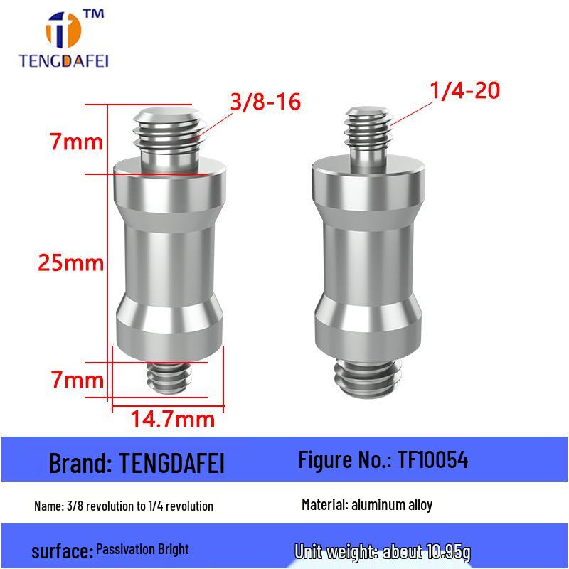 Reversible 1/4" Male To 3/8" Female Adapter for Camera Tripod Ball Head with M4-M8 Conversion Screws
