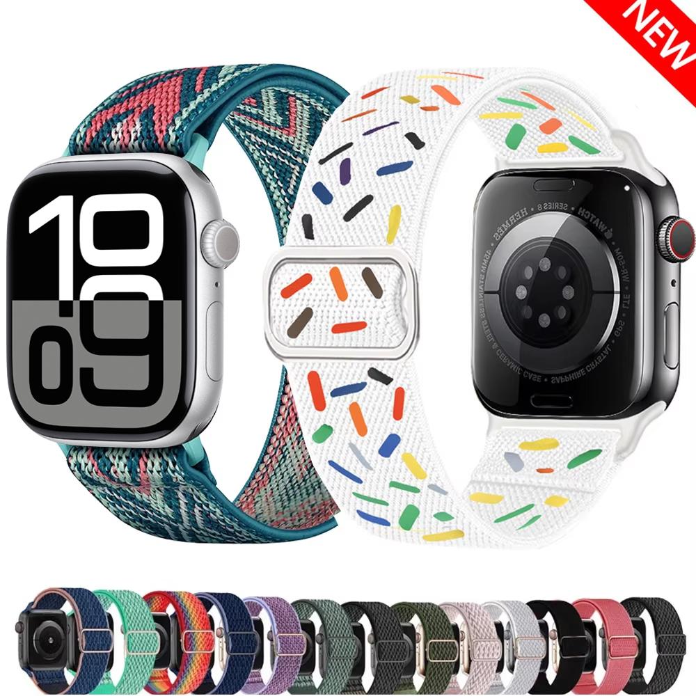 Elastic Nylon Strap for Apple watch 10 band 44mm 40mm 49mm 45mm 41mm 46mm correas bracelet iWatch series 3 5 6 se 7 8 9 ultra 2