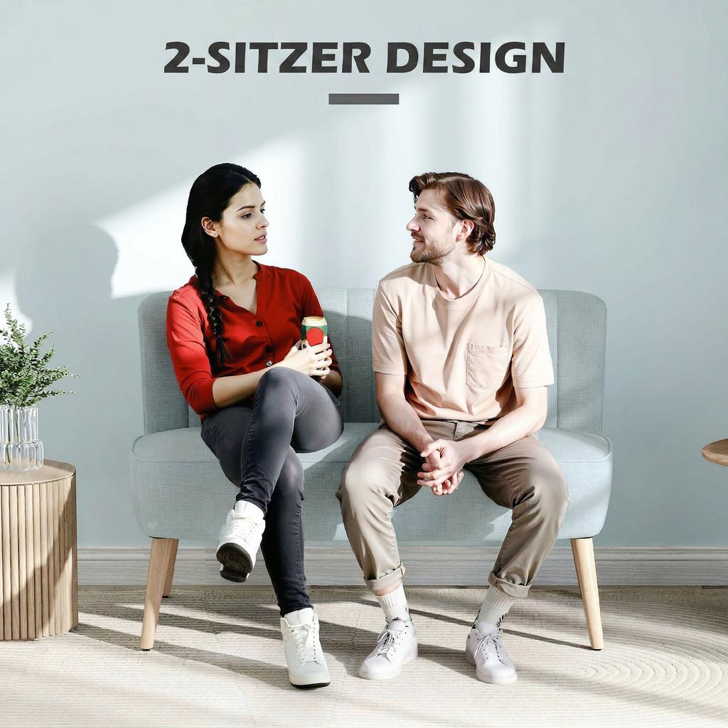 2-Seater Sofa, Soft Upholstery, Easy-Care Cover, up to 220 kg, 117 x 56,5 x 77 cm, Light Green
