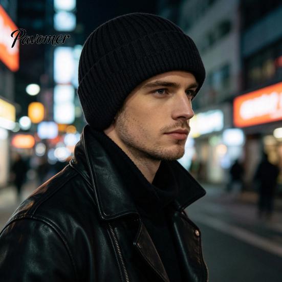 Теплая вязаная шапка для мужчин Зимняя шапка с ушками для мужчин, Мягкая шапка с флисовой подкладкой, Эластичная универсальная модная шапка для покупок и прогулок, Теплозащитная шапка,