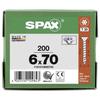 Vis bois - SPAX - T30 - Ø 6 mm - 70 mm - Zingué blanc - Boîte de 200 pièces