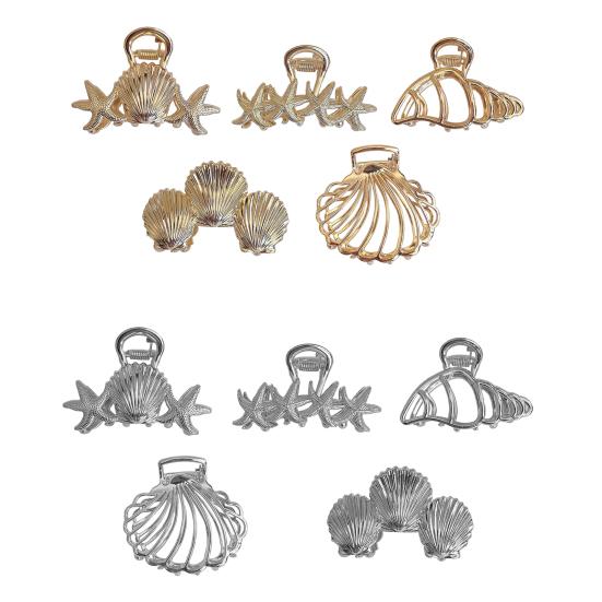 Заколка для волос Океанический дизайн Зажим для волос на затылок с ракушками Морская звезда Раковина узор Многоцелевой