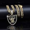 Personality Raiders Rugby Necklace Jewelry Men's Full Diamond Hip Hop Cuban Chain
