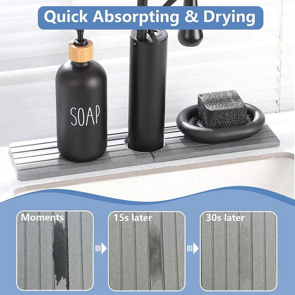 1Pairs Super Absorbent Stone Faucet Mat Quick Dry Drainage Mat Sink Splash Guard  for Kitchen Sink