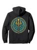 Doctoral-Style Medication & Herbal Remedies Hoodie - Black Pullover with Intricate Blue & Golden Mandala Design