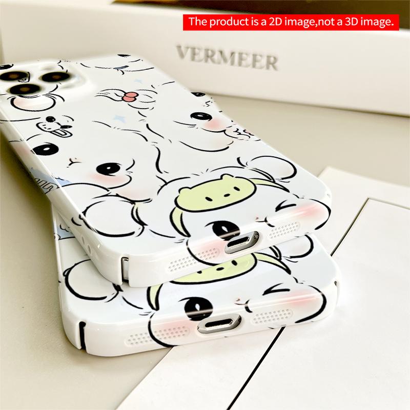 2DFlat Cute Bear Faces Pattern Phone Case All inclusive film hard compatible with iPhone 18 Pro Max 17 16 15 14 13 12 11