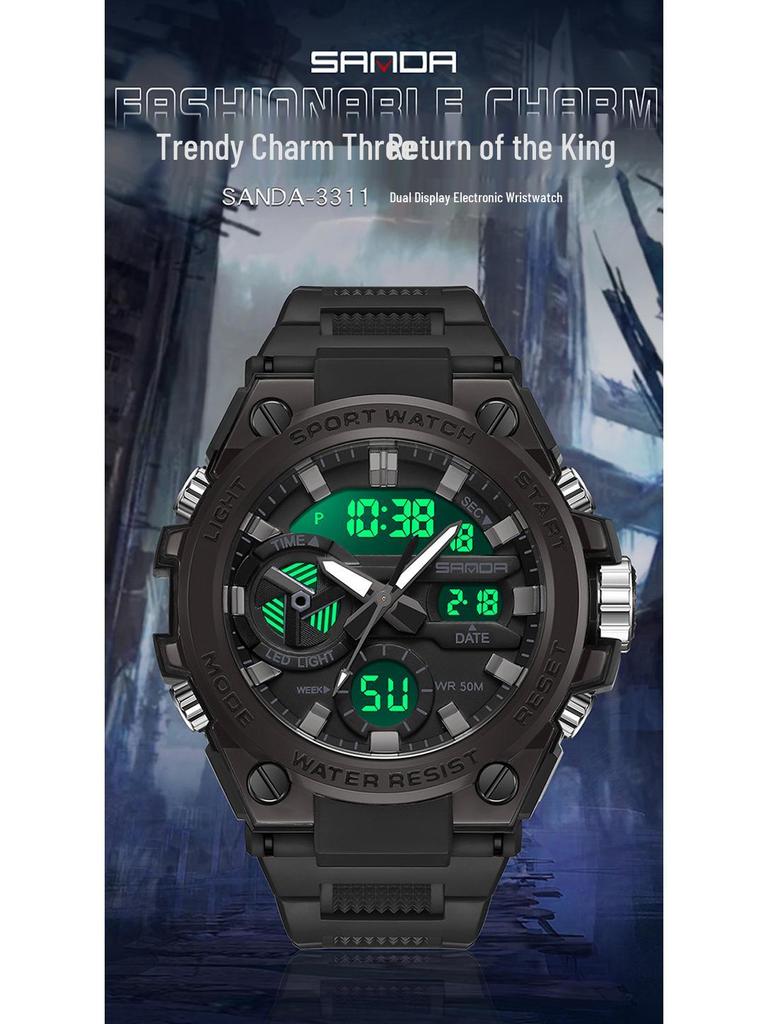 Sanda Men's Multifunctional Waterproof Luminous Military-Style Outdoor Sports Electronic Watch