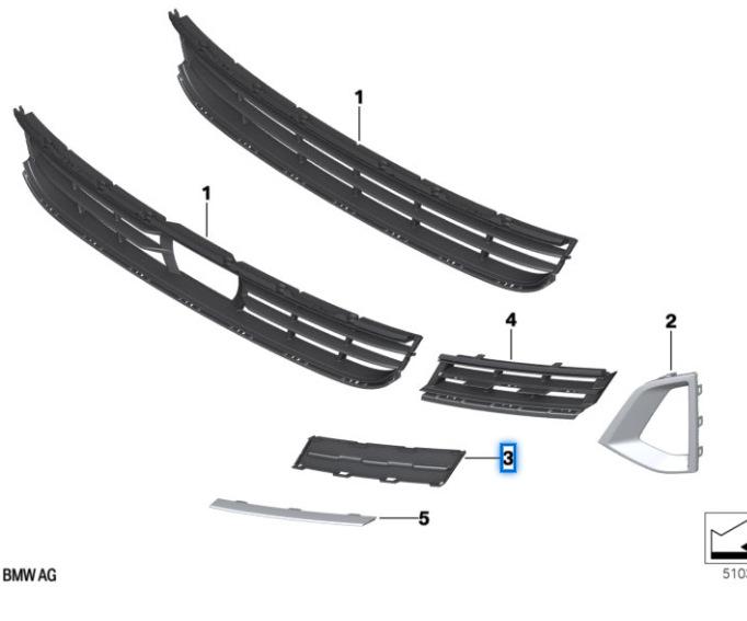 Накладка на противотуманную фару переднего бампера BMW 5 серии G30LCI (51119466773/74)