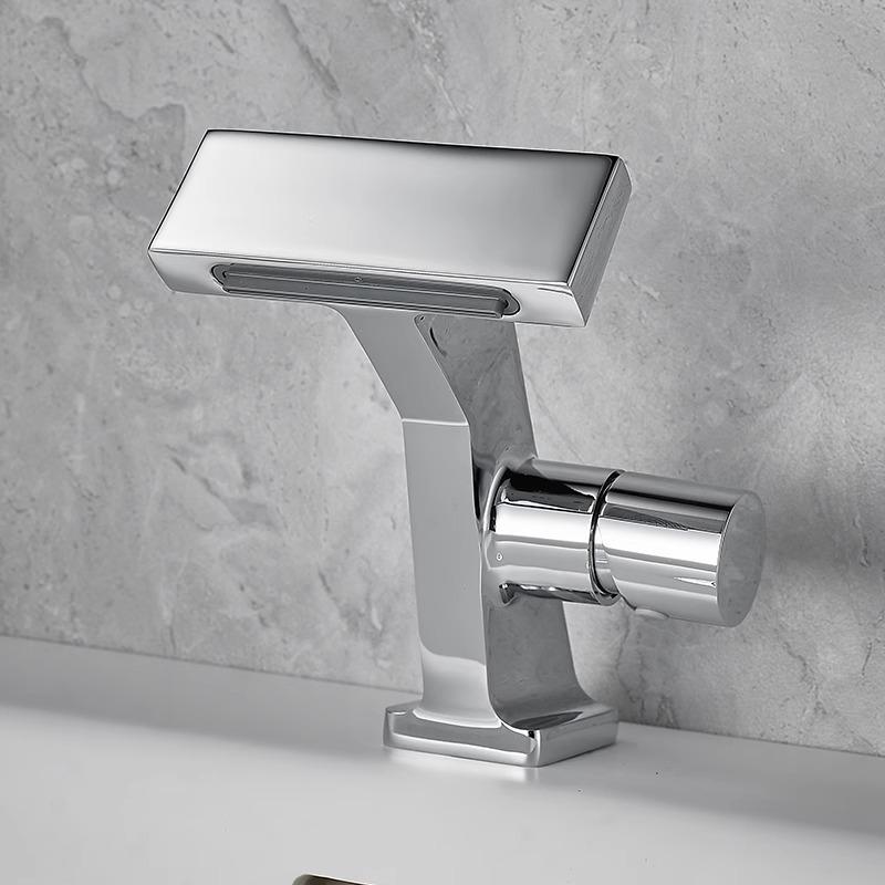 Matte Gray Bathroom Sink Faucet New Design Waterfall Basin Faucets Washbasin Hot Cold Brass Mixer Vanity Single Hole Water Taps