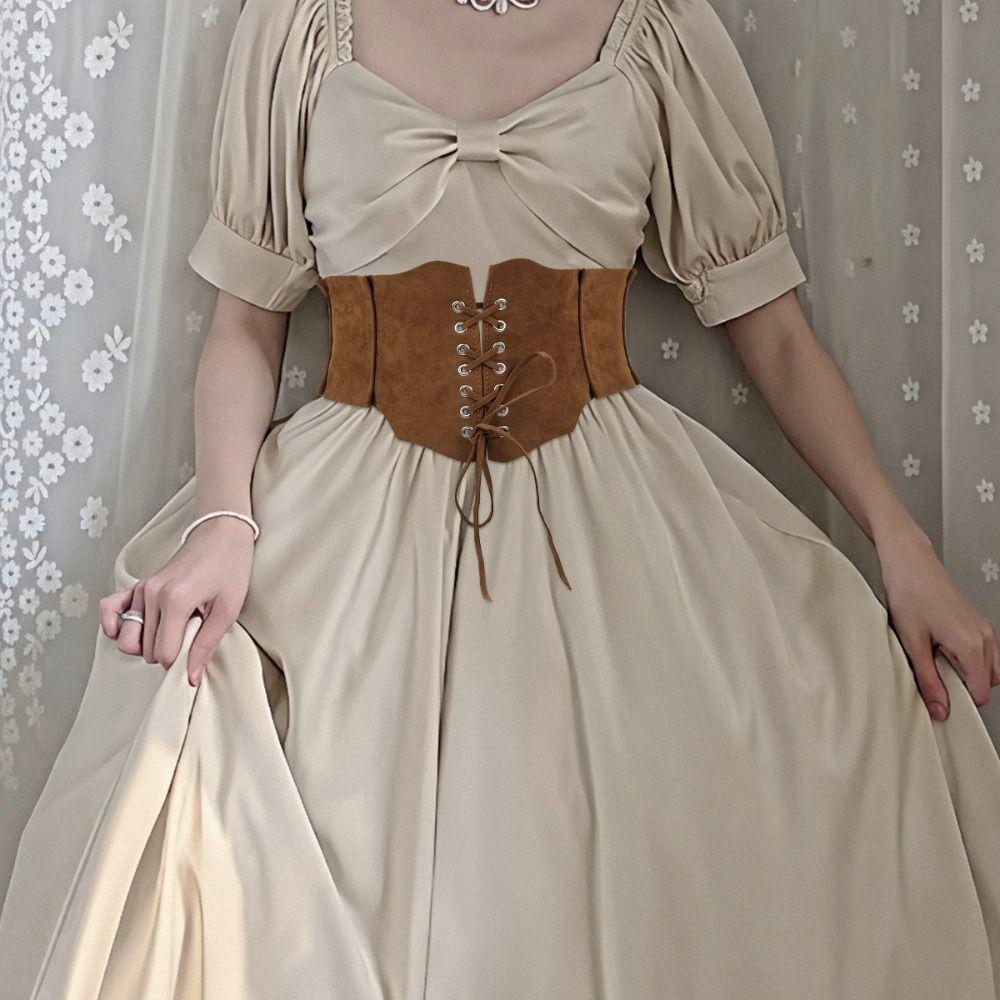 Adjustable Pu Leather Corset PU Leather Western Cowboy Belt Elegant Suede Wide Belt Waistband