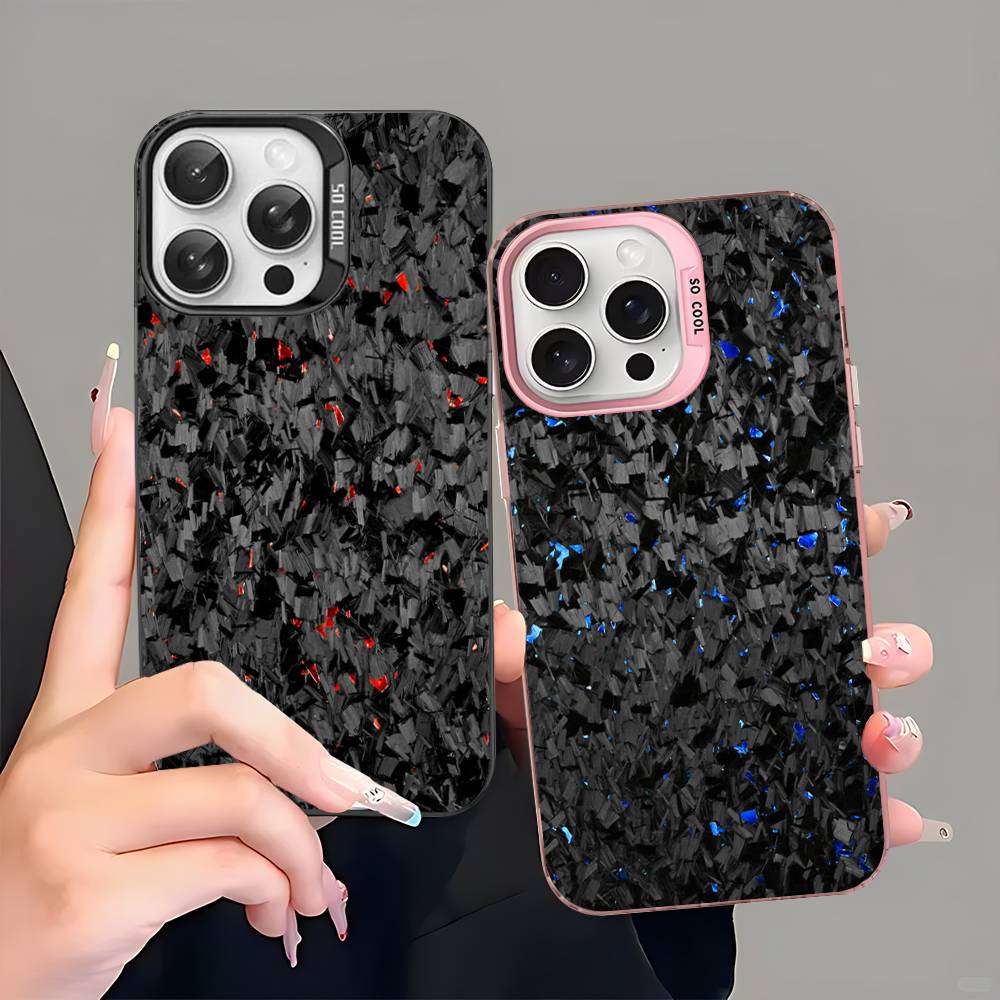 Чехол для телефона Fundas из кованого карбона для IPhone 17 16 15 14 11 12 13 Pro Max Pro Plus Цветная серебристая крышка