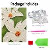 DIY Diamond Painting Kit White Flower Pearl Art for Adults and Beginners. Sparkling Gem Crafting for Handmade Home Wall Decor and Gifts