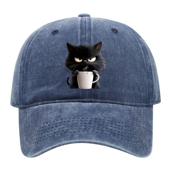 Бейсболка с кошачьим узором, регулируемый солнцезащитный козырек, изогнутые поля, солнцезащитная шляпа, унисекс, хип-хоп, повседневный стиль, выстиранная кофейная кепка