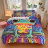 3pc Froggy Colors Cover Set - 1 Quilt Cover + 2 Pillowcases, All Seasons Bedroom Setting, Perfect for Home073