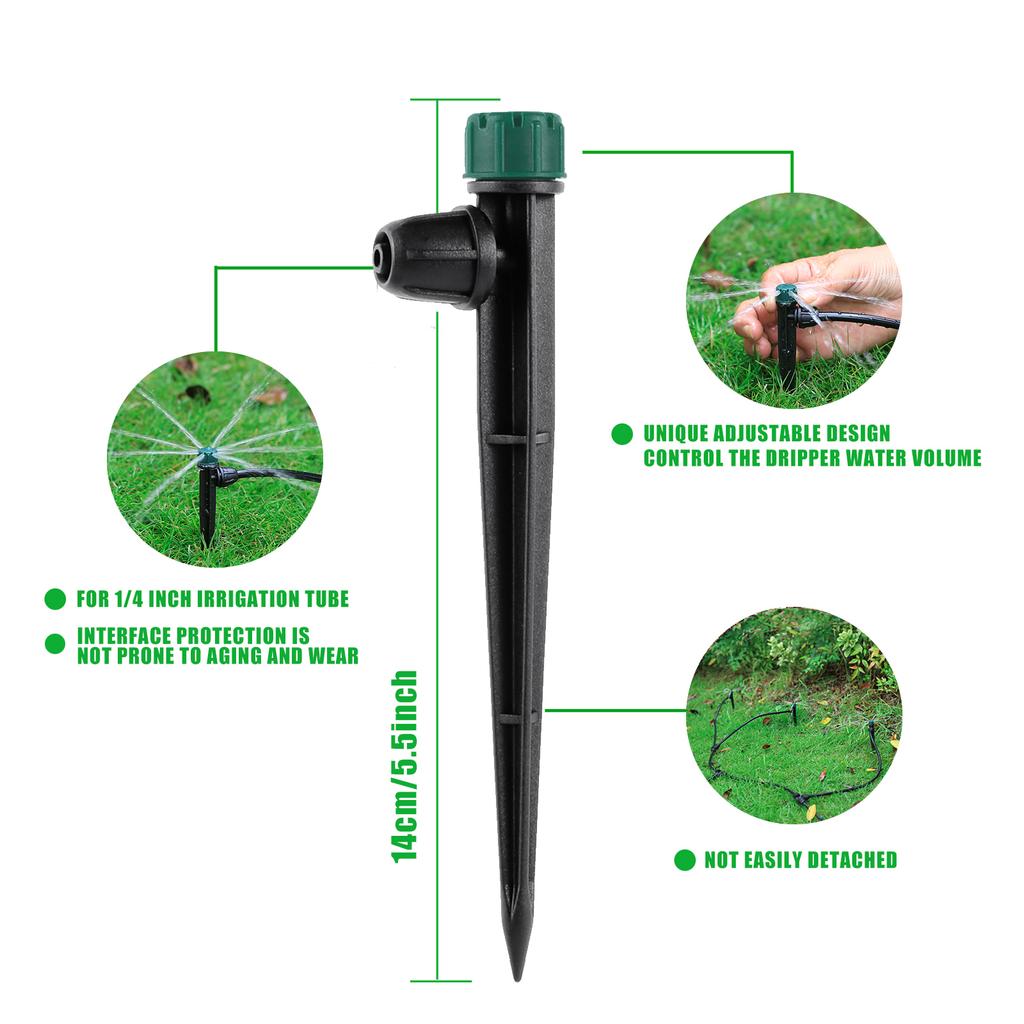 5/20/50/100Pcs 8 Hole Spiked Dripper Flow Adjustable Stream Sprinkler Garden Greenhouse Automatic Watering Irrigation Emitter